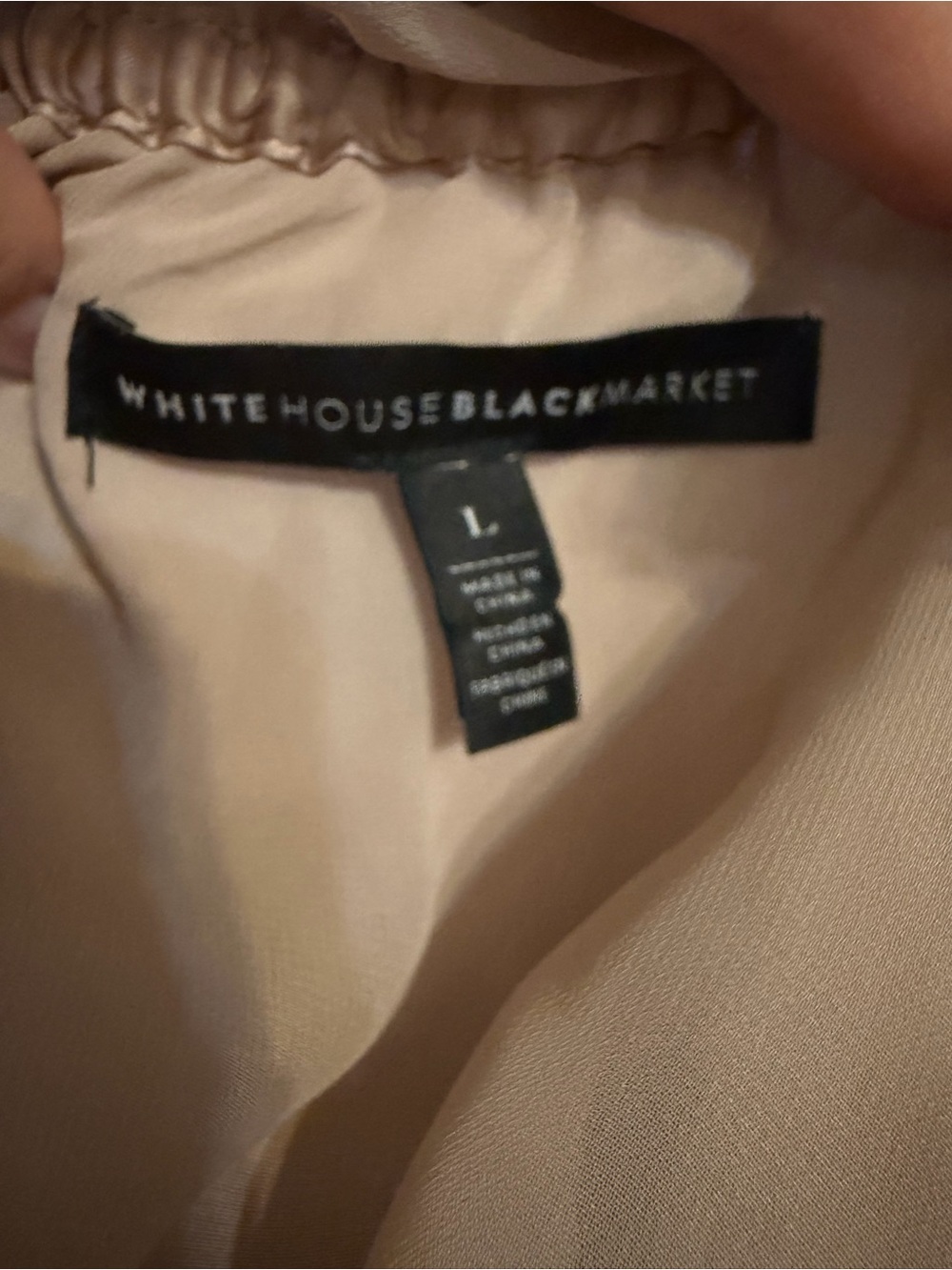 White House Black Market Beige Peasant Blouse with Purple Floral Embroidery - Picture 3 of 7